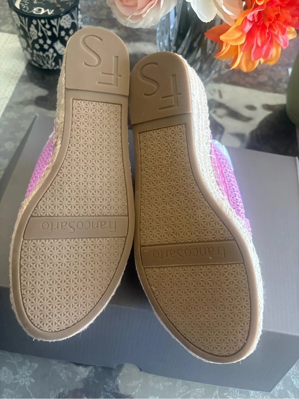 Franco Sarto 9 Lilac Woven Espadrille Slide Sandals